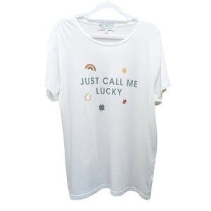 New Wildfox 'Just Call Me Lucky' Oversized Loose Tee T-Shirt Size XS
